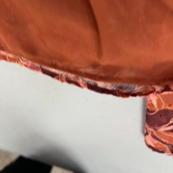 Joie Shirt Womens Large Brown Leaves Boho Sheer Swiss Dot Chiffon Tie Ruffle - Picture 13 of 15